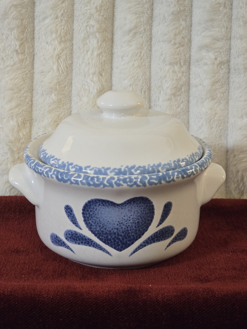 Vintage Corelle Blue Hearts Mini Lidded Casserole Pot 14oz